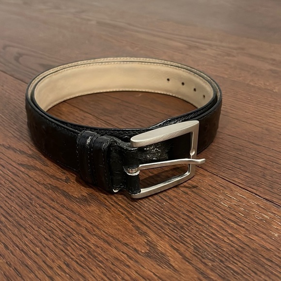 Dania and Andrew’s Black Faux Crocodile Belt with Brushed Nickle Buckle Size 40 main image 4